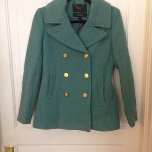 J Crew Majesty Peacoat Stadium Cloth Heather Green